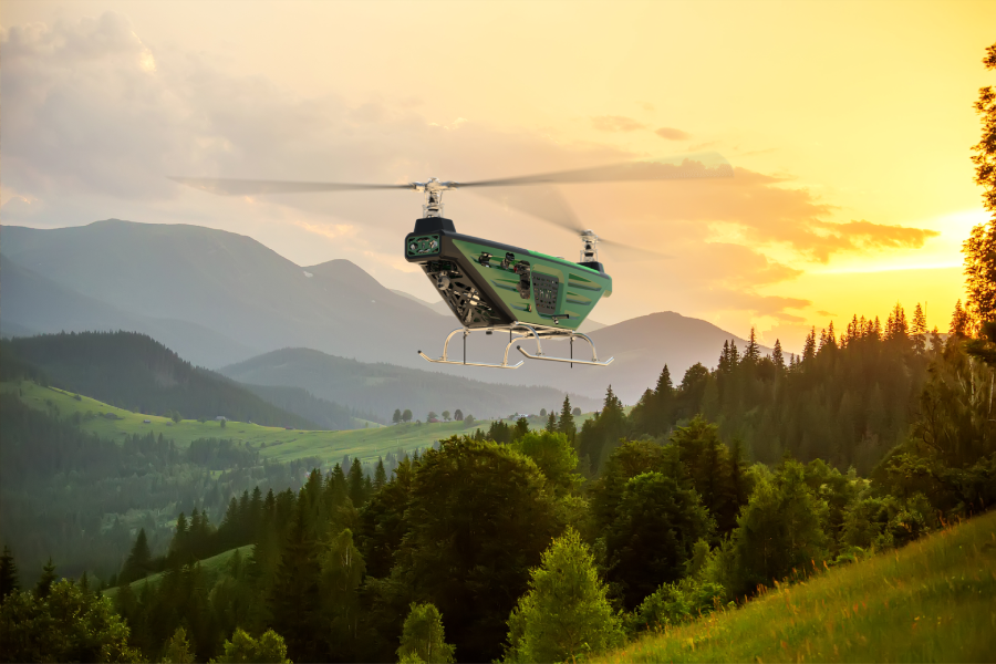 вертолет беспилотник HW600-H  в полете